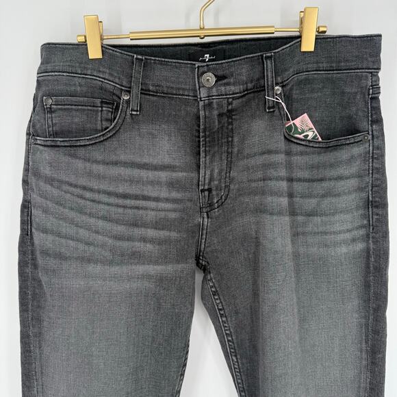 7 for All Mankind Active Sport Paxtyn Skinny Jeans, Grey Wash Men's Size 34 NWOT - Picture 2 of 8